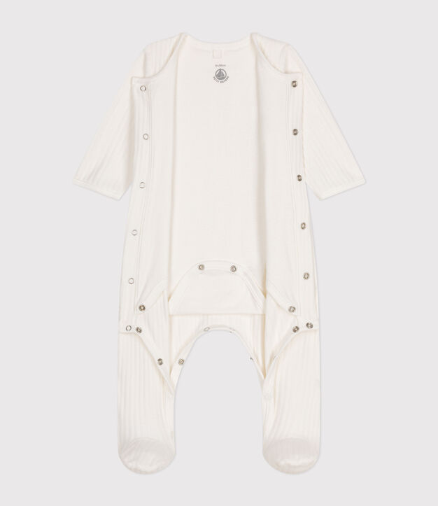Unisex-Strampler aus Nicki mit integriertem, einfarbigem Body weiss