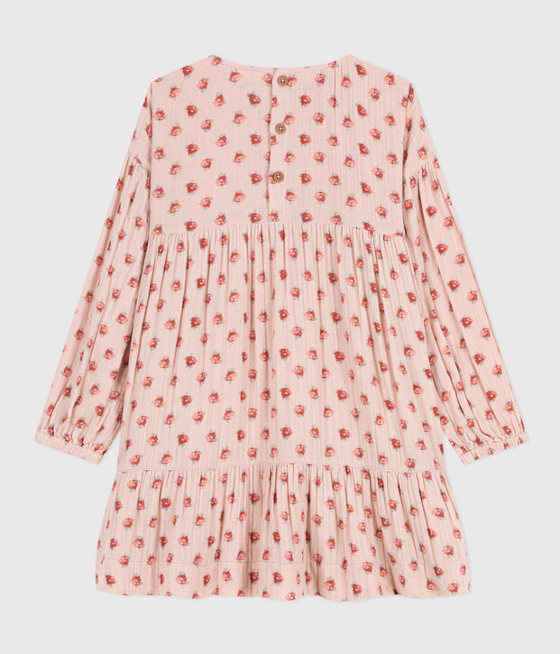 Lang&auml;rmeliges Kleid mit Blumenprint aus Baumwollgaze f&uuml;r Kinder/M&auml;dchen rosa/vielfarbig