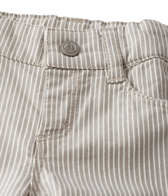 Gestreifte Baby-Jungen-Hose grau MINERAI/weiss LAIT