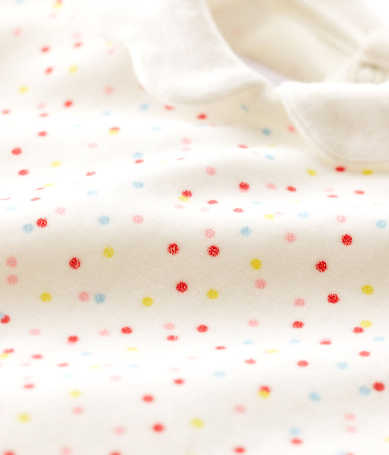 Baby-Strampler aus Velours mit farbigem Polka-Dot-Motiv f&uuml;r M&auml;dchen weiss/vielfarbig