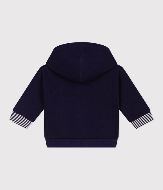 Baby-Kapuzensweatshirt aus Baumwolle mit Streifenverzierungen blau SOIR