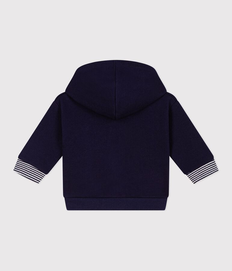Baby-Kapuzensweatshirt aus Baumwolle mit Streifenverzierungen blau