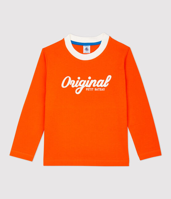 Langärmeliges Kinder-T-Shirt aus Baumwolle für Jungen orange CAROTTE