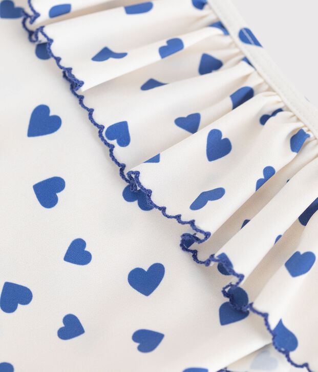 Einteiliger Baby-Badeanzug mit Herzmotiv weiss/blau