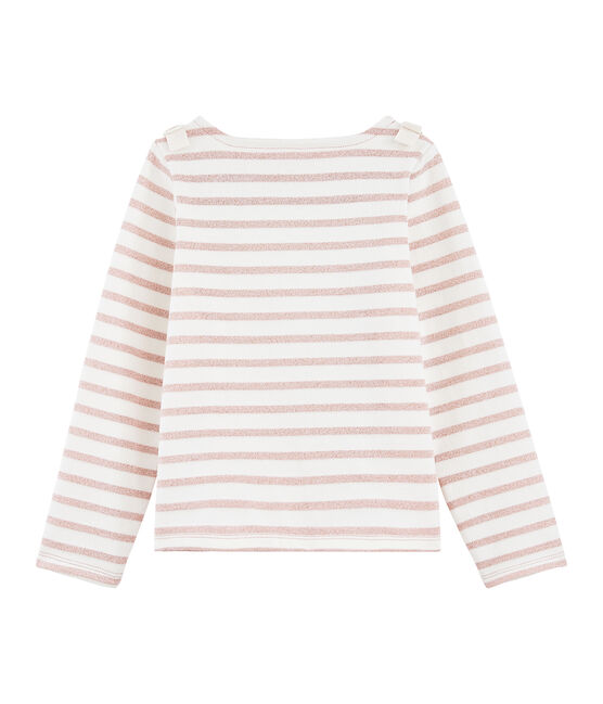 Kinder-Streifenshirt Mädchen weiss MARSHMALLOW/rosa JOLI BRILLANT