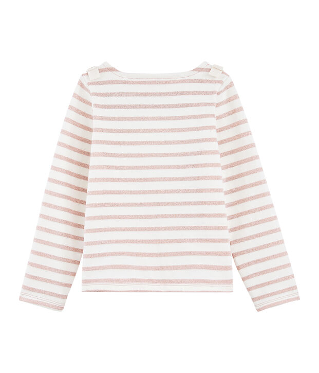 Kinder-Streifenshirt M&auml;dchen weiss/rosa
