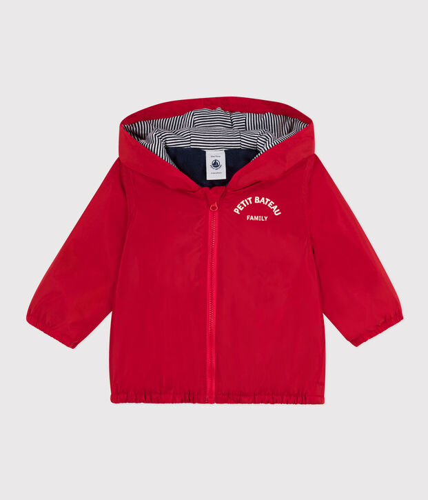 Warme Baby-Windjacke aus recyceltem Polyester rot