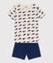 Kinder-Kurzpyjama aus Baumwolle mit Walmotiv blau MEDIEVAL/weiss MULTICO