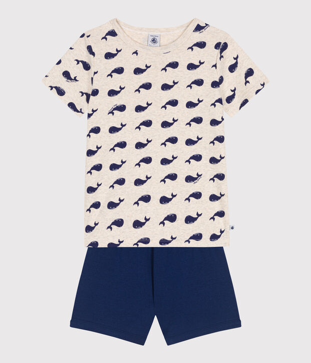 Kinder-Kurzpyjama aus Baumwolle mit Walmotiv blau/vielfarbig