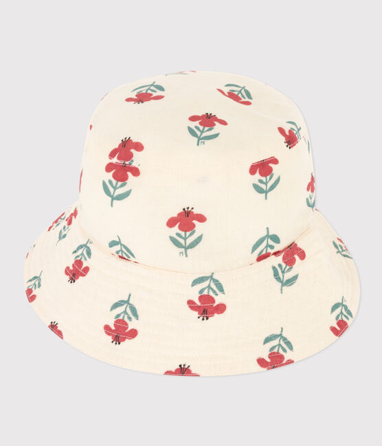 Kinderhut aus Musselinstoff mit Blumenmuster für Mädchen weiss AVALANCHE/ MULTICO