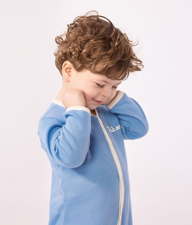 Strampler aus einfarbiger Baumwolle blau