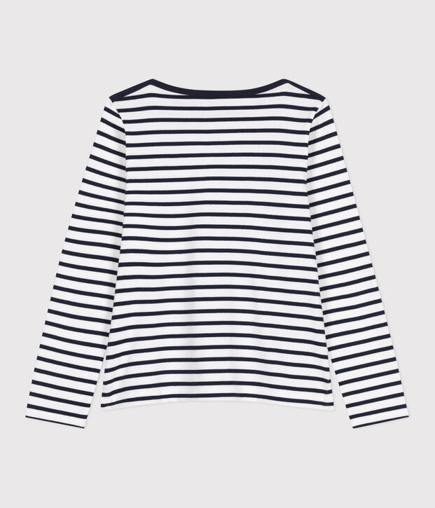 Streifenshirt Marini&egrave;re Damen-Ringelshirt aus fester Baumwollstoff weiss/blau