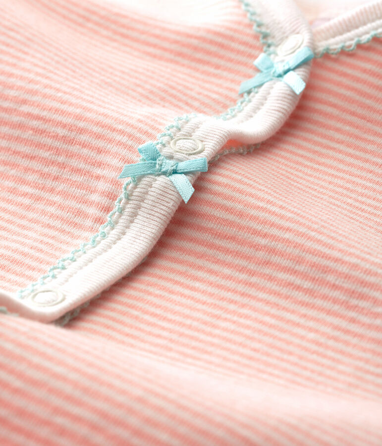 Baby-Strampler in Rippstrick f&uuml;r M&auml;dchen rosa/weiss
