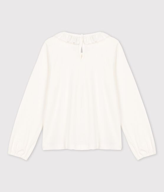Langärmeliges Kinder-T-Shirt aus Baumwolle für Mädchen weiss MARSHMALLOW