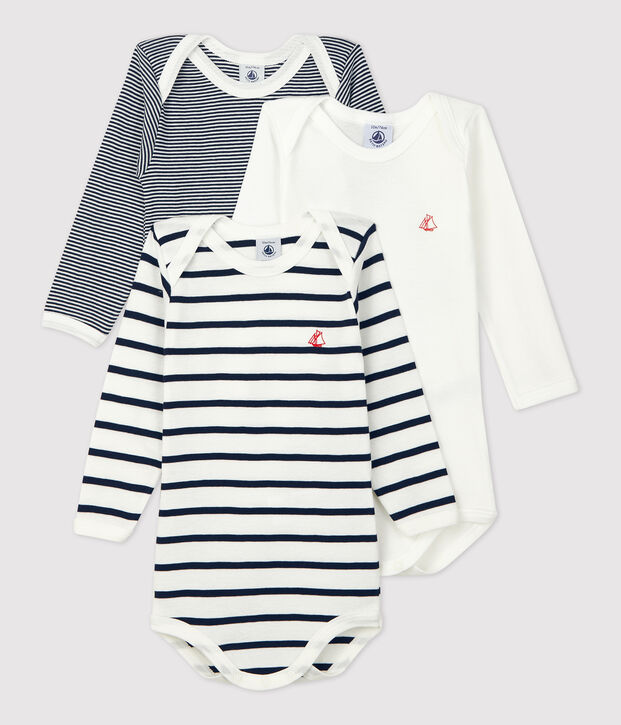 3er-Set lang&auml;rmelige Baby-Bodys vielfarbig