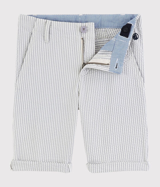 Kinder-Bermuda aus Seersucker für Jungen grau GRIS/weiss MARSHMALLOW