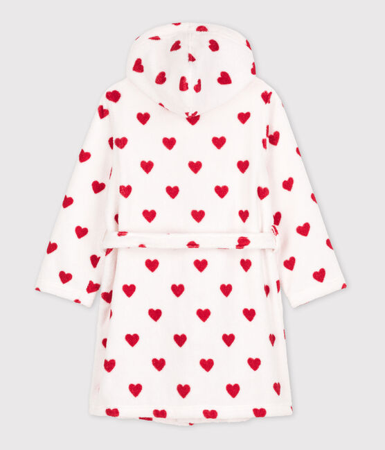 Bademantel aus Frottee mit Herzmotiv weiss MARSHMALLOW/rot TERKUIT