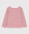Kindershirt aus Jerseystoff mit Marinestreifen für Mädchen weiss MARSHMALLOW/rot TERKUIT