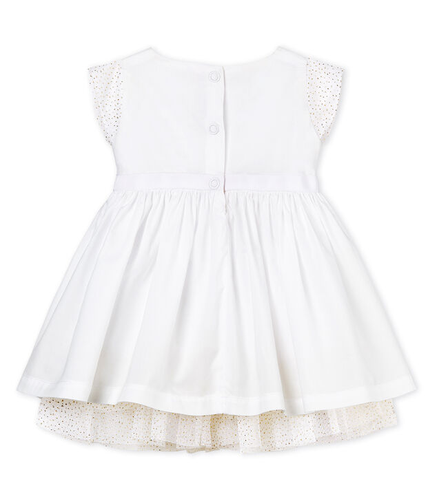 Kurz&auml;rmeliges Baby-Festtagskleid M&auml;dchen weiss