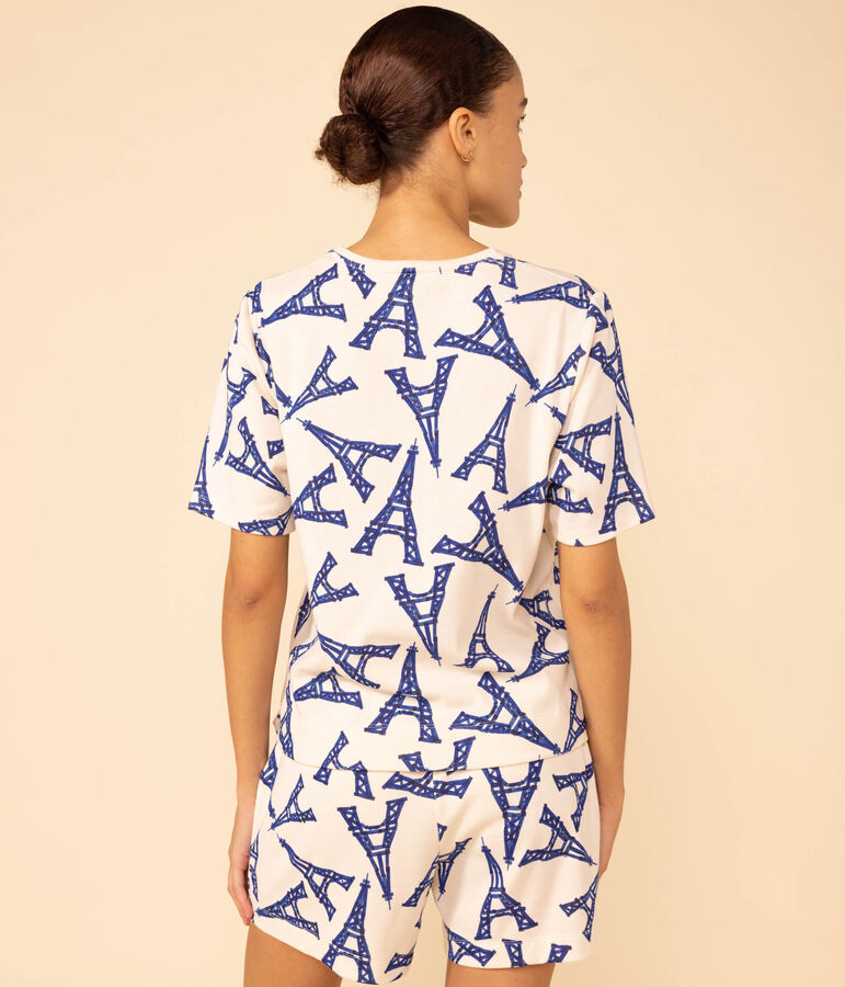 Kurzpyjama aus Baumwolle f&uuml;r Damen naturfarben/vielfarbig