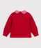 Kinder-Sweatshirt mit Kragen aus einfarbiger Baumwolle rot