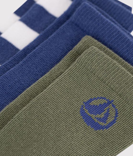 2 Paar Kinder-Socken aus Baumwolle, gestreift und einfarbig variante 1