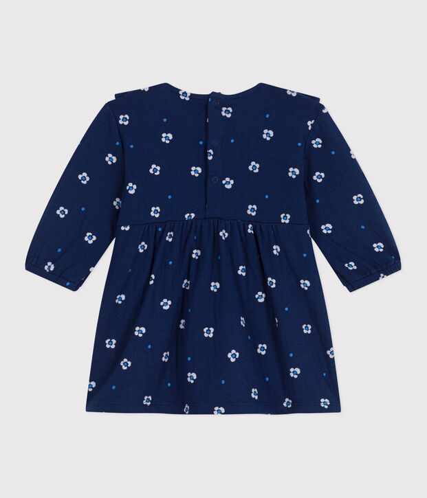 Lang&auml;rmeliges Baby-Kleid aus Baumwolle mit Blumenmuster blau/vielfarbig