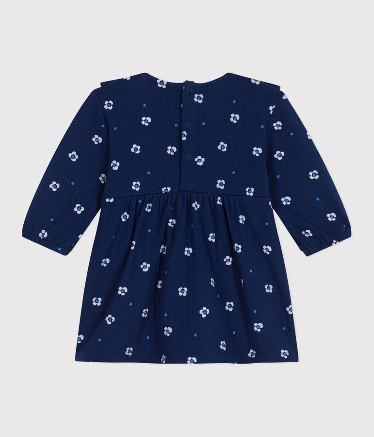 Lang&auml;rmeliges Baby-Kleid aus Baumwolle mit Blumenmuster blau/vielfarbig