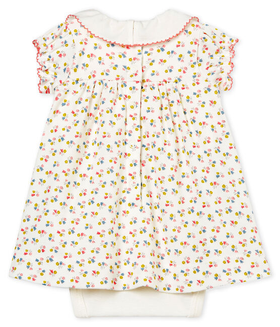 Gemustertes baby-bodykleid mädchen weiss MARSHMALLOW/weiss MULTICO