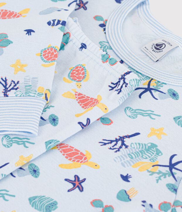 Kinder-Pyjama aus Baumwolle mit leuchtendem Muster blau/vielfarbig