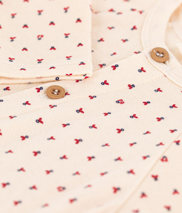 Bedruckter langer Baby-Overall aus Baumwoll-Doppeljersey naturfarben/vielfarbig