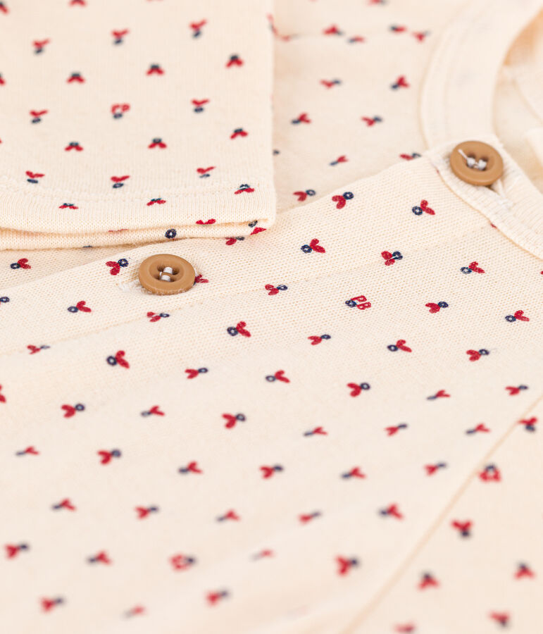 Bedruckter langer Baby-Overall aus Baumwoll-Doppeljersey naturfarben/vielfarbig