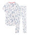 Rippstrick-Pyjama für Mädchen weiss MARSHMALLOW/weiss MULTICO