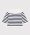 Baby-Pullover im Marine-Look aus Wolle und Baumwolle mit Streifen blau/blau