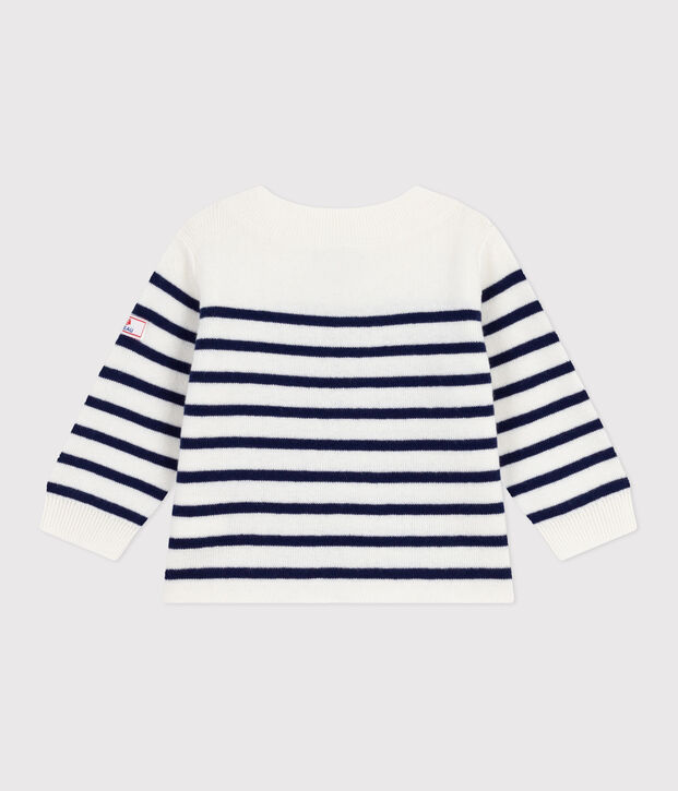 Baby-Pullover im Marine-Look aus Wolle und Baumwolle mit Streifen blau/blau