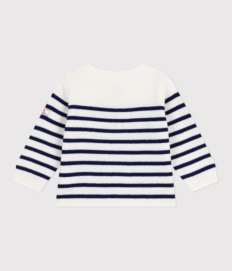 Baby-Pullover im Marine-Look aus Wolle und Baumwolle mit Streifen blau/blau