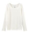 Langarm-leinen-t-shirt damen weiss MARSHMALLOW