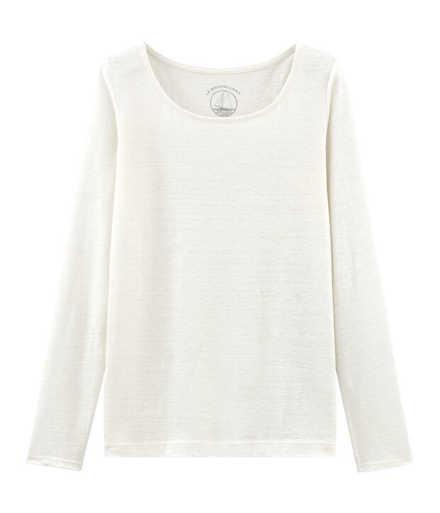 Langarm-leinen-t-shirt damen weiss