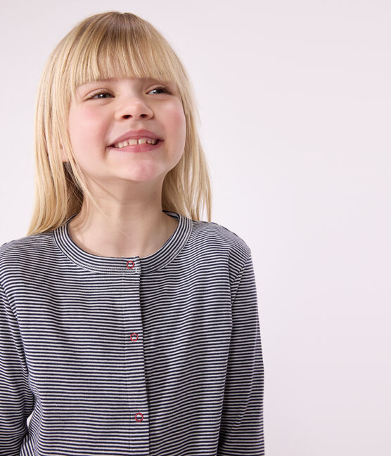 Kinder-Cardigan aus Baumwolle mit Streifen blau SMOKING/weiss MARSHMALLOW