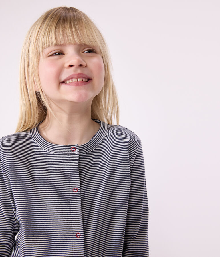 Kinder-Cardigan aus Baumwolle mit Streifen blau/weiss
