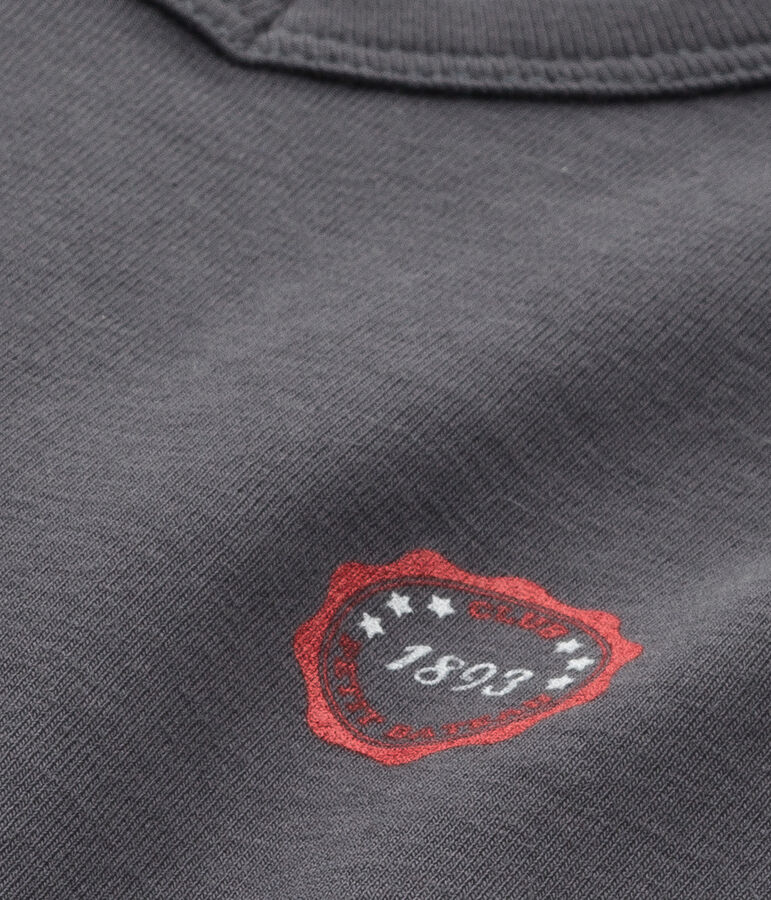 Jungen-T-Shirt mit V-Ausschnitt und Motiv grau Maki