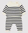 Gestreifter Baby-Zweiteiler aus Strick mit Wollanteil weiss MARSHMALLOW/blau SMOKING