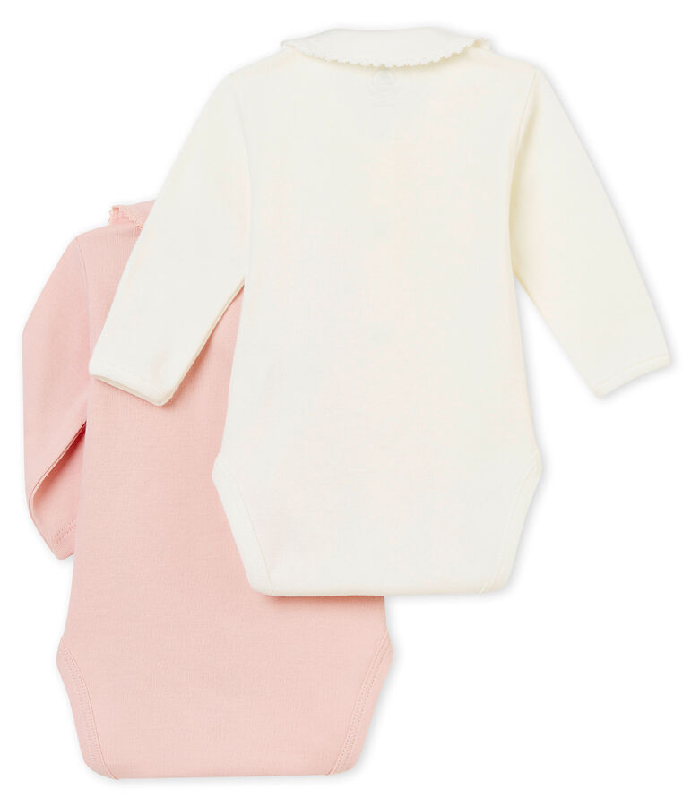 Baby M&auml;dchenLangarmbodys mit Kragen im 2er-Set vielfarbig