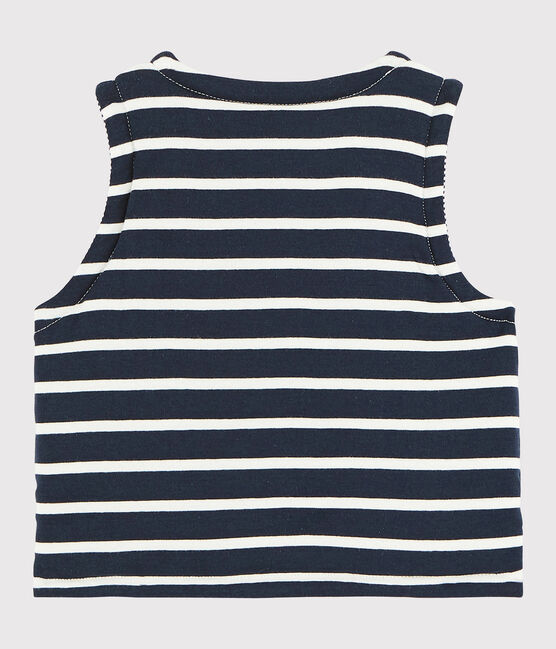 Ärmellose, wendbare Baby-Jacke aus wattiertem Rippstrick blau SMOKING/weiss MARSHMALLOW