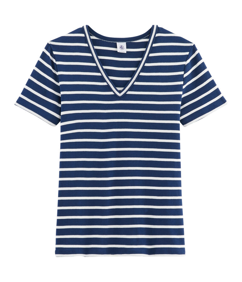 Ikonisches Damen-T-Shirt blau/weiss