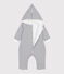 Langer wattierter Baby-Overall aus Baumwolle mit Kapuze weiss MARSHMALLOW/blau SMOKING