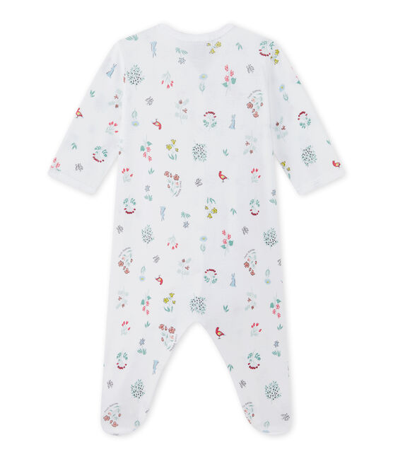 Bedruckter Baby-Mädchen-Strampler weiss ECUME/weiss MULTICO