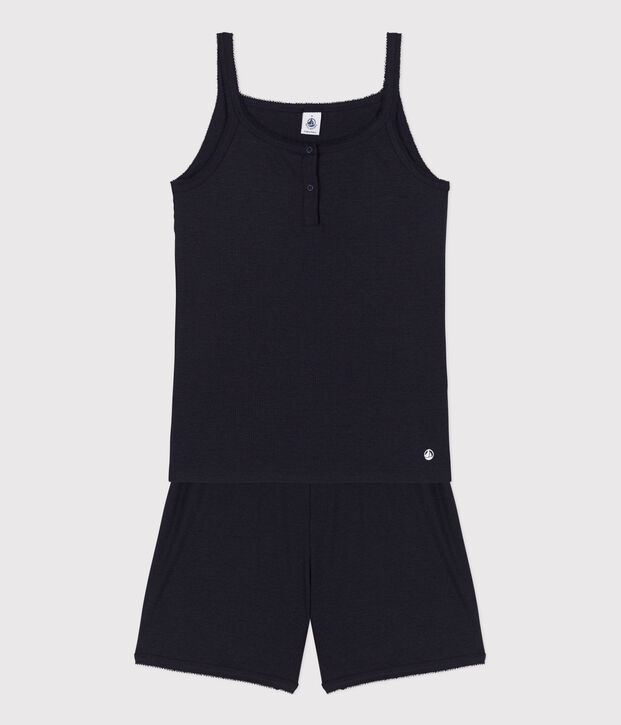 Kurzpyjama mit Spaghetti-Top aus Baumwolle und Lyocell f&uuml;r Damen SMOKING