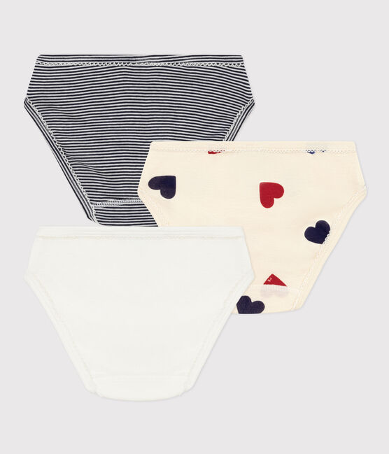 3er-Set Slips aus Baumwolle mit drei Herzen für Mädchen variante 1