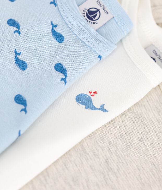 3er-Set lang&auml;rmelige Baby-Bodys aus Baumwolle mit Walmotiv vielfarbig